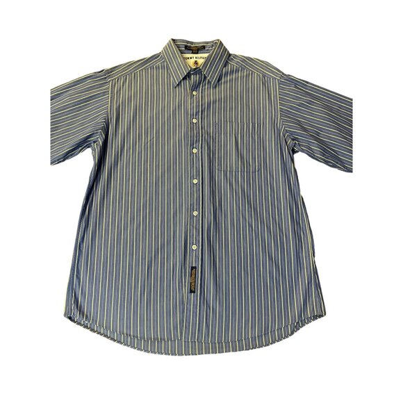 Tommy Hilfiger Dress Shirt Mens 15 1/2 32-33 Used Blue Striped - Picture 4 of 12